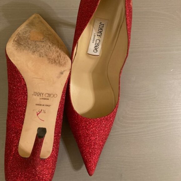 Jimmy Choo ruby red sparkle pumps, size 41.5 - Picture 4 of 4